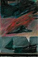 Schilling, 
Frede Walther 
(1928 - 2004) 
Dänemark: 
Komposition. 
Kreide auf 
Papier. 20 x 
13,5 cm. ...
