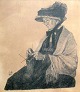 Rohde, Johan 
(1856 - 1935) 
Dänemark: Frau 
mit Hut. 
Lithographie. 
In der Druck 
Signiert: J. R 
...