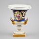 Porzellan vase, 
deutsch 19. 
Jahrh. Weisses 
Porzellan mit 
Goldstaffage, 
blauer Grund 
und Blumen. ...
