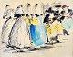 Bardolet, Josep 
Coll (1912 - 
2007) Spanien: 
Frauen Hören 
Musik. 
Farbelithograph.
 Signiert: Coll 
...