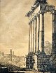 Rossini, Luigi 
(1790 - 1857) 
Italien. Ruinen 
des 
Concordia-
Tempels. 1819 
Unterzeichnet.
 46 x 36 ...