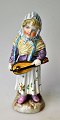 Antike 
handbemalte 
Porzellanfigur 
eines Mädchens 
mit Drehleier, 
Elbogen, 
Deutschland des 
19. ...