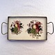 Faience tray 
with handles 
and flowers 
decoration, 
25.5cm wide, 
12cm deep * 
Nice condition 
*