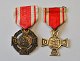 Zwei Medaillen, 
Die dänischen 
Verteidigungsbrüder, 
25- und 
40-jährige 
Medaille. Mit 
Band. 2,5 x ...