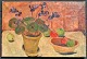 Dänischer 
Künstler (20. 
Jahrhundert): 
Arrangement mit 
Topfpflanze und 
Äpfeln auf 
einem Tisch. Öl 
...
