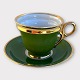 Große 
Morgentasse, 
grün mit 
Goldrand, 9 cm 
Durchmesser, 8 
cm hoch *Guter 
Zustand*