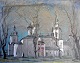 Russischer 
Künstler, 20. 
Jahrhundert: 
Orthodoxe 
Kirche. Pastell 
und Gouache auf 
Papier. ...