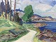 Nis Stougaard 
(1906-1987), 
Gemälde einer 
Küstenstraße, 
Ölgemälde auf 
Platte, feines 
kleines ...