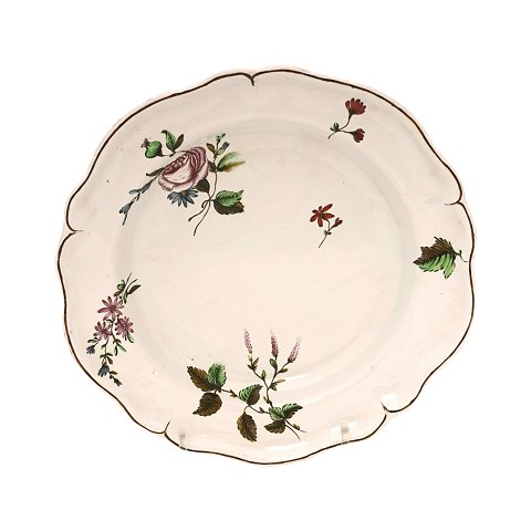 Polychrome decorated, deep plate, faience
Marieberg around 1765