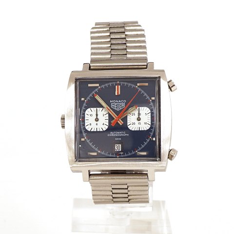 Seltene Heuer Monaco Ref 1133B Steve Mcqueen. Um 
1970. Caliber 12. Automatik. Wird mit originaler 
Schachtel geliefert. Masse: 40x40mm
Sehr guter Zustand