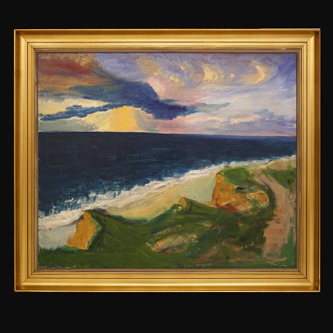 Jens Søndergaard, 1895-1957, Sonnenuntergang über 
der Nordsee, Öl auf Leinen. Signiert. Lichtmasse: 
99x118cm. Mit Rahmen: 121x140cm