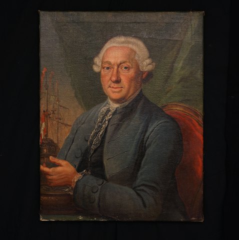 A captains portrait of a Danish captain. Oil on 
canvas. Denmark circa 1760. Size: 76x60cm