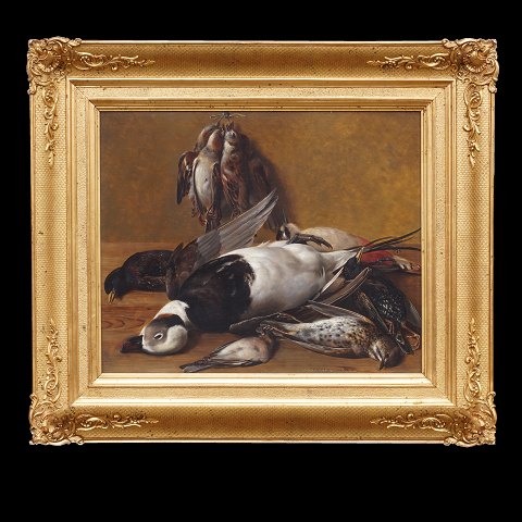 I. L. Jensen, Denmark, 1800-56: Nature morte. Oil 
on wood. Signed circa 1830. Visible size: 35x43cm. 
With frame: 54x62cm