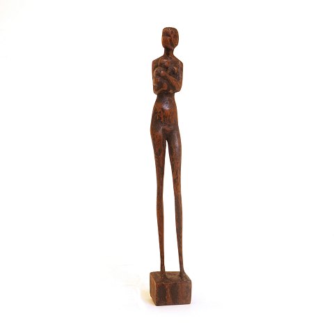 Otto Pedersen, 1902-95, Figur, Mutter und Kind, 
aus Holz. Signiert. H: 26,5cm