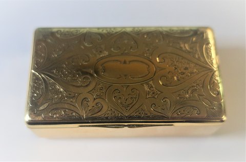 Albert Telemack Drebolt. Goldbox in 14K (585). Länge 6cm. Breite 3,5cm. 
Produziert ca. 1840 - 1860. Gewicht 44 Gramm.