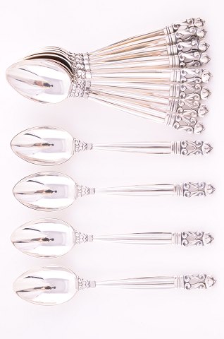 Acorn Georg Jensen silver cutlery 12 Tea   spoons