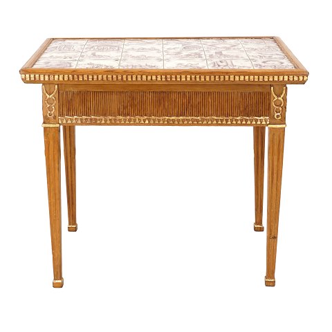 Danish Louis XVI tile top table with Dutch tiles. 
Denmark circa 1780. H: 72cm. Top: 57x82cm