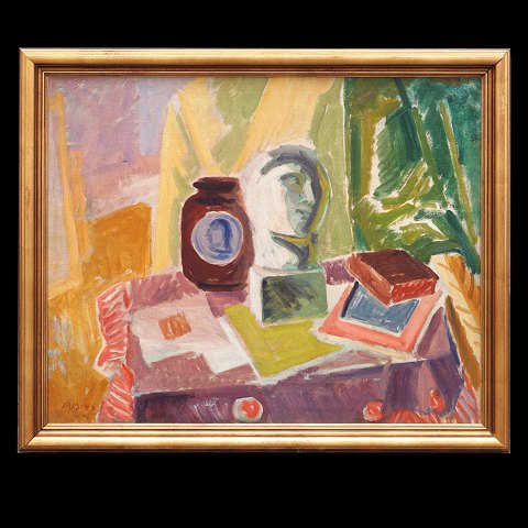 Jais Nielsen, 1885-1961, painting, oil on canvas. 
Nature morte. Signed and dated 1945. Visible size: 
64x79cm. With frame: 75x90cm