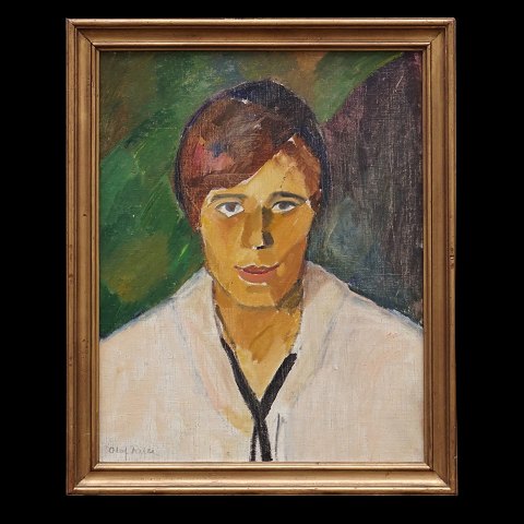 Olaf Rude portræt. Olaf Rude, 1886-1957, olie på 
lærred. Kvindeportræt signeret Olaf Rude. Lysmål: 
56x44cm. Med ramme: 65x53cm