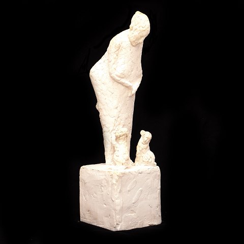 Hanne Varming, Denmark, 1939-2022, "Woman with 
dogs", plaster. Signed "HV 2000". H: 48cm