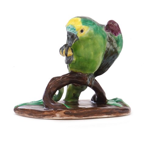 18th century faience parrot by Marieberg, Sweden. 
Signed ca. 1765. H: 12cm