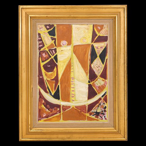 COBRA-member Egill Jacobsen, 191-98, oil on 
canvas. Composition with a mask. Visible size: 
64x45cm. With frame: 89x70cm
