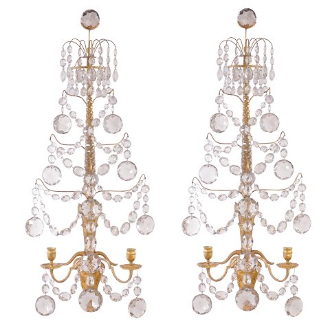 Pair of Gustavian gilt Appliques. Sweden circa 
1780. H: 87cm. W: 38cm