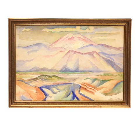 William Scharff, 1886-1959, water color. Greek 
Mountains signed and dated 1927. Visible size: 
34x48cm. With frame: 40x55cm