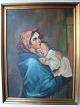 Ubekendt 
kunstner (20 
årh):
Sydlandsk mor 
med barn i 
svøb.
Olie på 
lærred.
Sign.: 
Mészáros ...