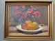 Marx Reese 
(1881-1959):
Opstilling på 
bord med 
frugtfad og 
blomster.
Olie på ...