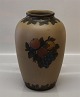 Bornholm, Hjort 
Keramik Stor 
Brun Vase 28 cm 
frugt 
dekoration L. 
Hjort Bornholm, 
# 51