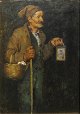 Scoppetto, 
Pietro 
(1863-1920): 
Ein älterer 
Mann mit einer 
Lampe. Öl auf 
Holz. Signiert: 
...