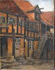 Rohde, Johan 
(1856 - 1935) 
Dänemark: 
Prospect von 
eines alten 
Fachwerkbauernhaus.
 Signiert ...
