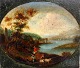 Flämischer 
Künstler (18. 
Jh.): 
Landschaft mit 
Menschen, 
Tieren und 
Ruinen. Öl auf 
Karton. Oval. 
...