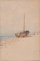 Italienischer 
Künstler, 19. 
Jahrhundert .: 
Schiff am 
Strand mit 
Menschen. 
Aquarell. 
Signiert :D. 
...