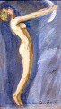 Bonnen, Folmer 
(1885 - 1960) 
Dänemark: 
Nackte Frau mit 
einer weißen 
Taube. Gouache 
auf Karton. ...