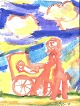 Jon Gislason 
(1955): Mutter 
mit Kinderwagen 
in der 
Sommerlandschaft.
 Aquarell auf 
Papier. ...