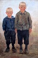 Larsen-Særslev, 
Frederik (1870 
- 1942) 
Dänemark: Zwei 
Jungen. Öl auf 
Leinwand. 
Unterzeichnet: 
...