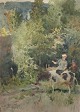 Wolf, Georg 
(1882 - 1965) 
Deutschland: 
Zwei Leute, und 
eine Kuh in 
einer 
Berglandschaft. 
...