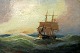 Jensen, Alfred 
(1859 - 1935) 
Deutschland: 
Marine mit 
Segelschiff. Öl 
auf 
Mahagoniplatte. 
...