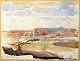 Groth-Jensen, 
Jens Peter 
(1918 - ) 
Dänemark: 
Landschaft. 
Aquarell. 
Signiert: Groth 
Jensen 1944, 
...