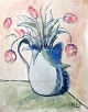 Leth, Harald 
(1899 - 1986) 
Dänemark: 
Stillleben mit 
einem Kanne mit 
Tulpen auf 
einem Tisch. Öl 
...