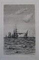 Locher, Carl 
(1851 - 1915) 
Dänemark: 
Marine mit 
zahlreichen 
Schiffen. 
Radierung. Gez. 
C. ...