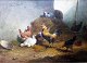 Leemputten, 
Cornelis van 
(1841 - 1902) 
Belgien: Hühner 
in einem 
Heuhaufen. Gez. 
C. Van ...