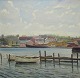 Bundgaard, 
Gunnar (1920 - 
2005) Dänemark: 
Blick vom Hafen 
von Hobro. Öl 
auf Leinwand. 
...