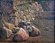 Kiærschou, 
Frederik 
Christian (1805 
- 1891) 
Dänemark: Eine 
Steinmauer. Öl 
auf Papier / 
Karton ...