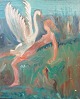Testrup 
Jacobsen, 
Kristian Marius 
(1891 - 1975) 
Dänemark: Leda 
und der Schwan. 
Öl auf Holz. 26 
x ...
