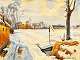 Henriksen, 
Harold N. K 
(1883 - 1960) 
Dänemark. 
Winterlandschaft.
 Aquarell. 
Signiert: 
Harald ...