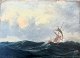 Unbekannter 
Künstler (19. 
Jh.): Ein 
Segelschiff. Öl 
auf Metall. 
Unsigniert. 18 
x 25,5 ...