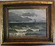 Victor 
Qvistorff (1882 
- 1953) CD: 
Segelschiffe 
auf den Sund. 
Öl auf Karton. 
Signiert: V. 
...